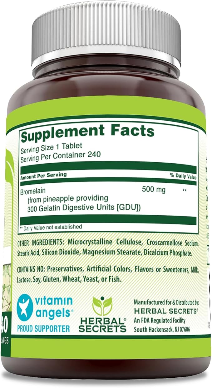 Herbal Secrets Bromelain Supplement 500 Mg (240 Count)