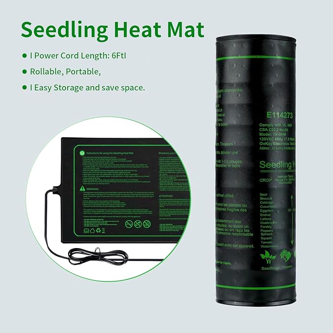 Upgrade 20"x20" Durable Waterproof Seedling Heat Mat with ETL Certified, Warm Hydroponic Heating Pad for Germination,Indoor Gardening,Brewing and Greenhouse