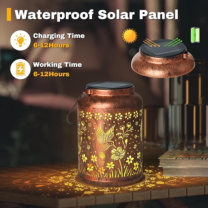 2 Pack Hummingbird Lanterns Outdoor, Waterproof Hanging Lantern Garden Decor, Birthday Gifts for Women, Men, Mom, Mothers Day Gifts, Lights Outdoor Apply Patio, Yard, Lawn, Balcony