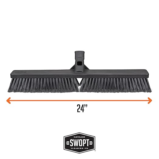 SWOPT 24” Standard Multi-Surface Push Broom Head — Indoor and Outdoor Push Broom — Cleaning Head Interchangeable with All SWOPT Cleaning Products for More Efficient Cleaning and Storage