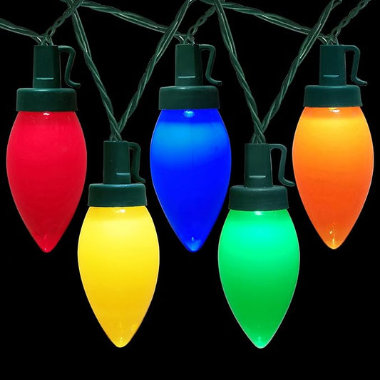 C9 Christmas Lights Outdoor 50 LED Multicolor Strawberry 34.5ft Waterproof Xmas String Light for Garden Yard Home Party Holiday Christmas Tree Indoor Decoration(Multicolor)