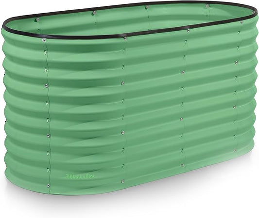 Galvanized Raised Garden Beds Outdoor // 4×2×2 ft Planter Raised Beds for Gardening, Vegetables, Flowers // Large Metal Garden Box (Light Green) // Patented Tool-Free Design