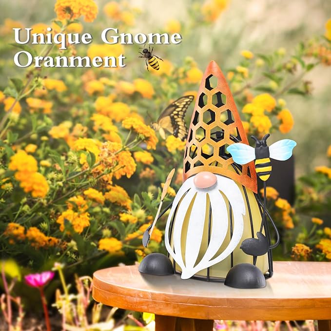 MUMTOP Solar Lights Outdoor Decorative Funny Gnome Waterproof Solar Powered LED Lights Metal Yard Art Decorations for Patio Garden Outside Lawn Backyard Balcony Decor