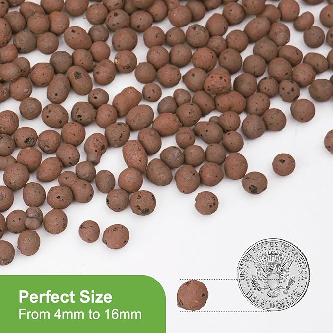 5 lbs LECA Balls for Indoor Plants, 4-16mm Clay Pebbles for Plants Hydroponic, Aquaponics, Natural Leca Balls for Soil Root Development, Orchid Potting Mix
