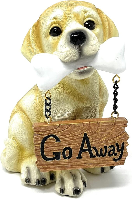 Nature's Mark Labrador Retriever Dog Puppy Statue with Welcome Sign Resin Garden Statue Decor 6.7" H