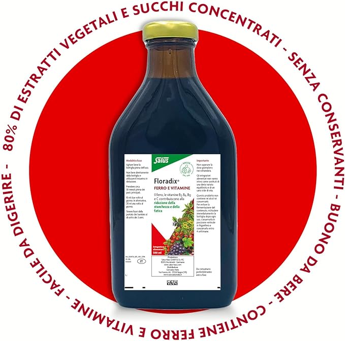 Flora, Floradix Iron + Herbs, Natural 17 fl (500 ML)