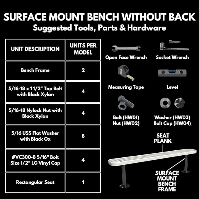 Heavy-Duty Outdoor Bench Thermoplastic Coated, Expanded Metal, Commercial-Grade Seating, Made in America (Surface Without Back, 8 Ft, Textured Dark Green)