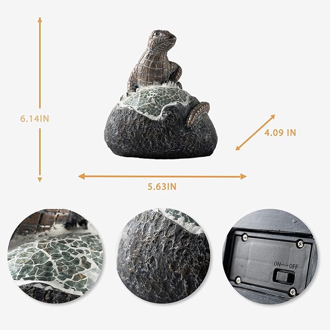 Solar Garden Outdoor Statues Lizard with LED Lights - Lawn Decor Lizard Statue for Patio, Balcony, Yard Ornament - Unique Housewarming Gifts