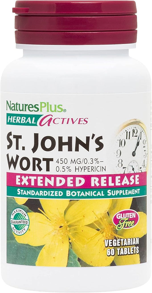 Natures Plus Herbal Actives St John's 450 mg, 60 Vegan 60 Servings