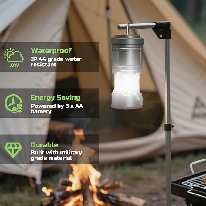 Lichamp Collapsible LED Camping Lantern, Portable Lightweight Waterproof LED Flashlight, 4 Light Modes, Survival Kits for Indoor Outdoor Home Emergency Power Outages Hiking Hurricane, 2 Pack, Medium