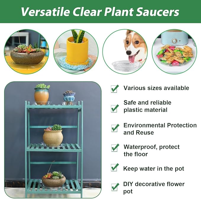 30 Pack 14 Inch Plant Saucer Clear Plant Saucers for Outdoors Plant Drip Trays Extra Large Plant Saucer Dish Plant Pot Saucers Planter Trays for Outdoor Plants Bulk