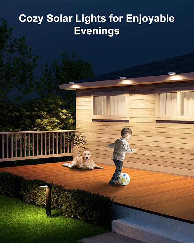 4 Pack Solar Powered Gutter Lights Outdoor Decorative Waterproof 12 LEDs Yard Lamp for Fence, Railing, Outside Wall, Deck, Garden, Path, Backyard, Walkway, Patio, No Drilling Installation (Warm White)