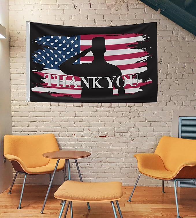 Veteran Military Garden Flag Thank You Veterans Flag for Military Soldiers Boots Memorial Day, 3x5 Ft Double Sided Christian Banners with Brass Grommets Outdoor House Decorations Flag