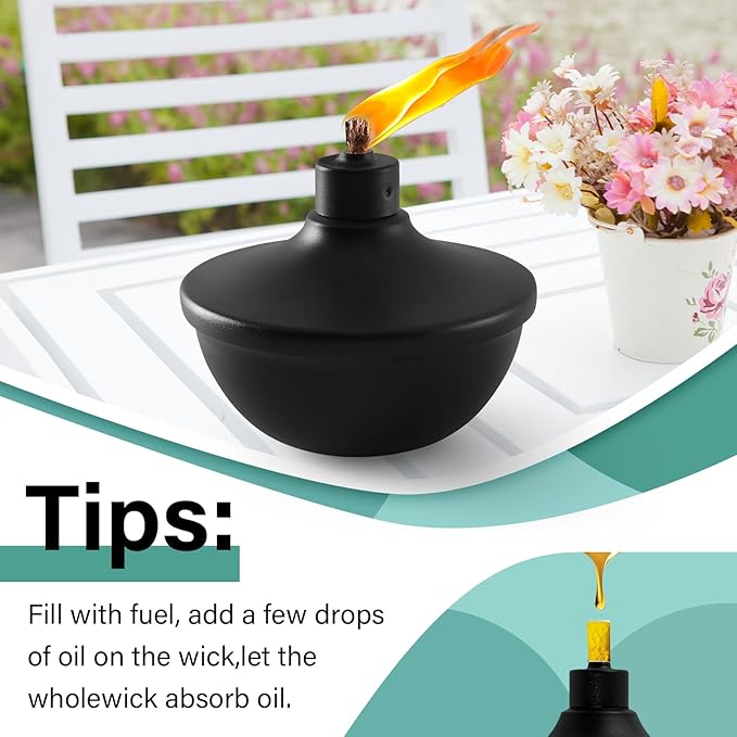 8 Pack Metal Table Top Torches,23.5 oz Citronella Torches for Outside,Refillable Flame Light Torch with Wicks and Covers for Party, Garden Decor,DIY