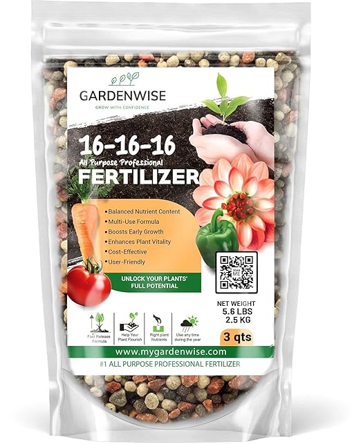 16-16-16 All Purpose Professional Fertilizer - Lawn Fertilizer - Flower Fertilizer - Trees Fertilizer - Shrubs Fertilizer - Vegetable Gardens Fertilizer (3 QUARTS)