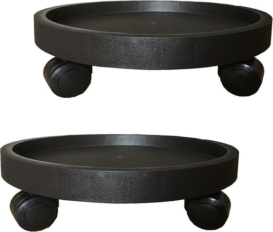 2 Pack of 11 Inch Heavy Duty Plant Caddy with Wheels,Rolling Plant Stand Pot Trolley,Wheeled Planter Saucer Tray,Potted Flower Mover Dolly with Casters Round Coaster for Indoor Outdoor