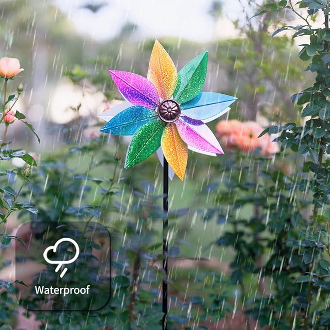 DREAMYSOUL Wind Spinners for Yard and Garden, 37" Wind Spinner Metal Colorful Kinetic Sculpture Spinners for Outdoor Patio Yard Lawn Garden Decorations (Double Blade)