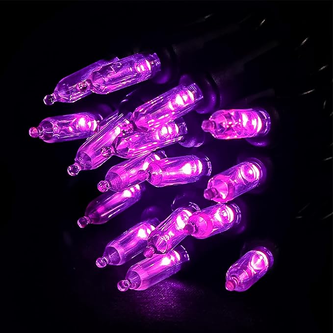 Purple Halloween LED Lights - 2 Pack 100 Count Purple Christmas String Lights for Tree, Party, Holiday, Indoor/Outdoor Halloween Decorations, 2 Sets 33 Feet Black Wire, UL Certified, Connectable