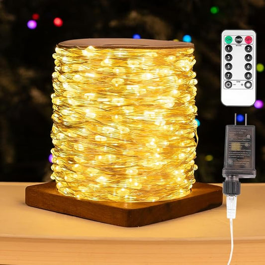 Fairy Lights Plug in,400FT 1200 LEDs Waterproof Led String Lights,Twinkle Light with 8 Modes Remote for Outdoor Indoor Christmas Wedding Birthday Garden Party Decorations,Warm White