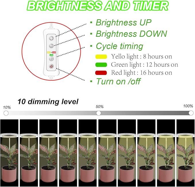 Plant Grow Light,yadoker LED Growing Light Full Spectrum for Indoor Plants,Height Adjustable, Automatic Timer, 5V Low Safe Voltage,Idea for Large Plant Light, 2 Pack