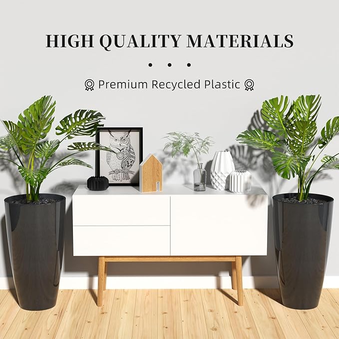 QCQHDU 21 inch Tall Planters for Indoor & Outdoor Plants, 2 Pack Sturdy Plant-Flower-Tree Pots for Front Porch Patio Deck Living Room Decor