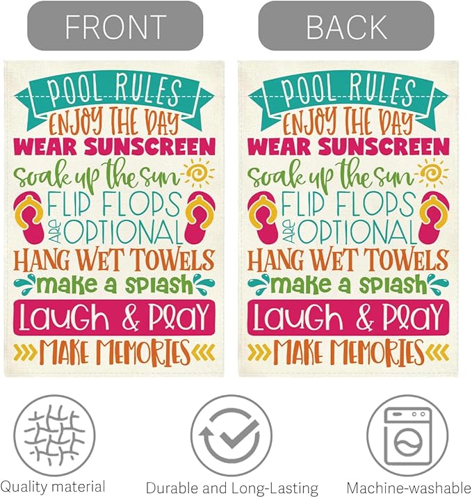 Patio Summer Clearance Pool Garden Flag Welcome to Our Patio Sign Outdoor Decorations Small Double Sided Burlap art Stained Glass Style Garden Flags 12 x 18 Inch for Outside