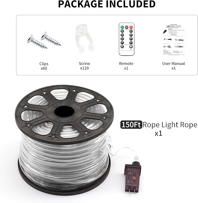 LED Rope Lights for outside 150Ft LED Rope Lights Outdoor Waterproof, 643 LEDs 110V 8 Modes Remote Led Color Christmas Rope Lights Indoor Outdoor Party Holiday Garden Decoration (Multicolor)