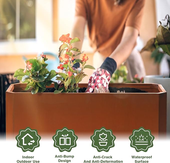 Steel Planter Box-36"x15"x15"-Large Rectangular Planter Matel -Outdoor Indoor-Corten Steel Planter Box Heavy Duty Commercial Residential for Patio Porch Deck Home Backyard