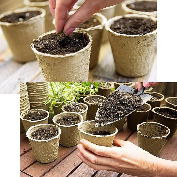 GROWNEER 60 Packs 3 Inch Peat Pots Plant Starters for Seedling with 15 Pcs Plant Labels Biodegradable Herb Seed Starter Pots Kits Garden Germination Nursery Pot