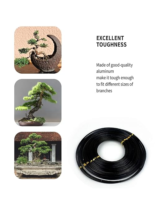Bonsai Wire, 6 Sizes of 1mm, 1.5mm, 2mm, 2.5mm, 3mm, 4mm Black Aluminum Wire, Total 152 Feet Bonsai Tool Kit, 300 Grams Bonsai Tree Wire for Bonzai Trees Indoor by MoHern