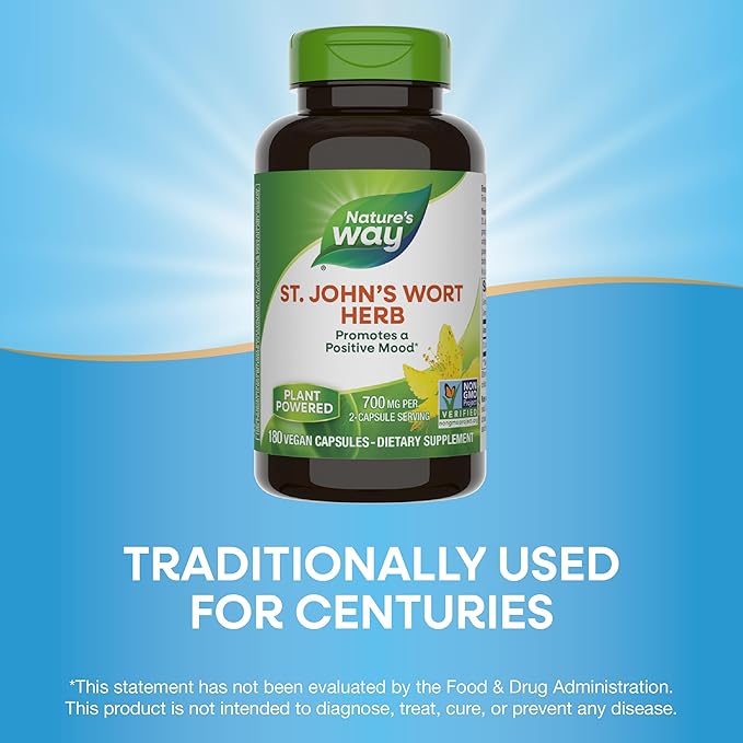 Nature's Way St. John’s Wort Herb, 700 mg 2-Capsule Serving, 180 Capsules