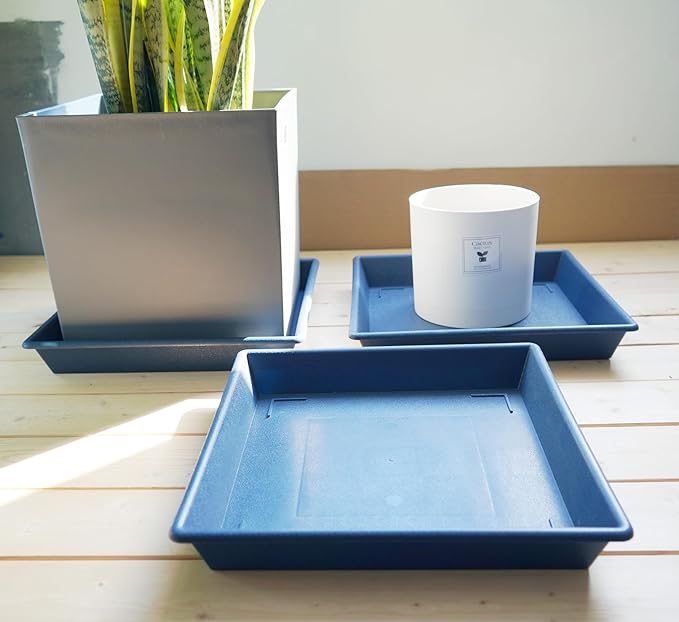 Square Plant Saucer 14 Inch 5 Pack，Plant Stand Plant Trays for Pots Heavy Duty Plastic Plant Saucers for Indoors Outdoors, Flower Pot No Holes Plant Lover Gardening Gifts