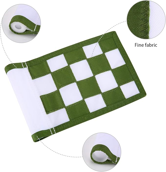 Golf Flag,Green Golf Flags,Solid Nylon and Checkered Training Golf Putting Green Flags, Indoor Outdoor Backyard Garden Portable Golf Target Flags,8.7inch*6inch (White-Green)