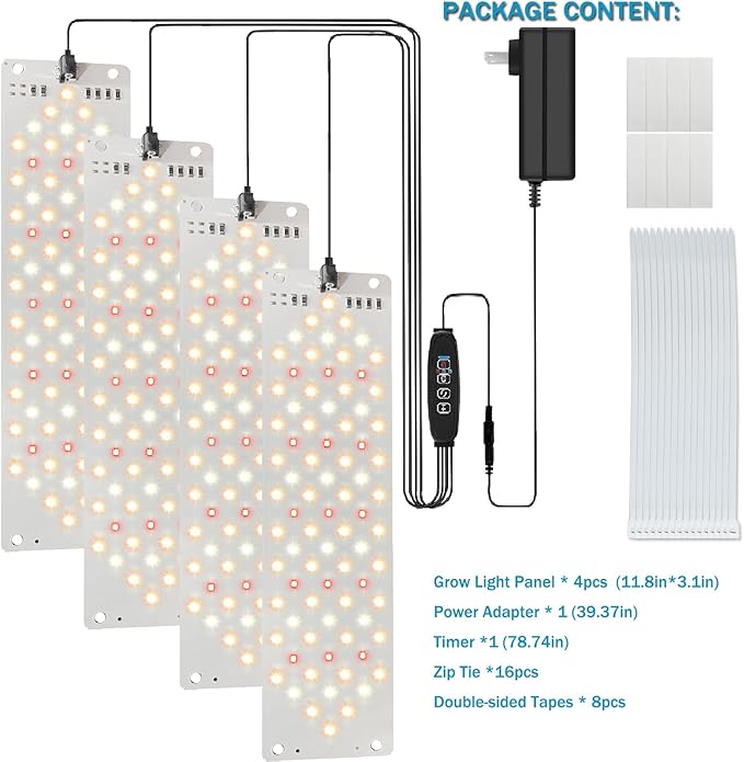 Grow Light,40W Grow Lights for Indoor Plants Full Spectrum,316 LEDs Grow Lights for Indoor Plants with 3/9/12H Timer, 10 Types of Brightness (4pcs)