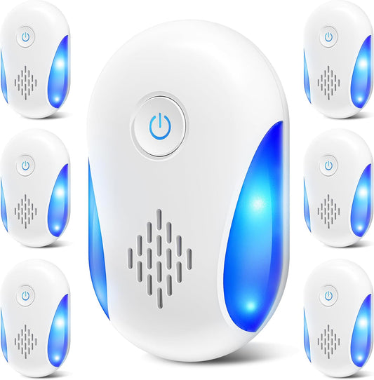 (2025 Upgraded) Ultrasonic Insect & Pest Indoor Repeller, Plug-in Control Device Electronic Repellent for Rodent, Rats, Mice, Roaches, Bugs, Ants, Spiders, Mosquitoes, 2 Mode Switching (6 Pack)