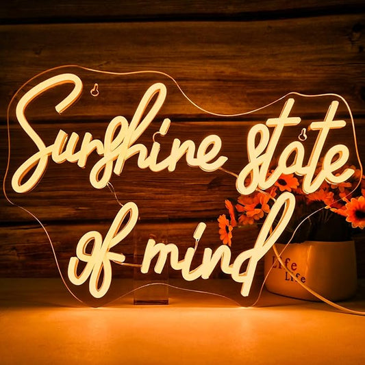 Sunshine State of Mind Neon Sign for Wall Decor,Neon Light Sign for Cafe Bar Kitchen Restaurant Coffee Dessert Shop Party