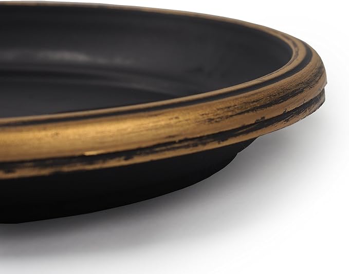 Decorative Heavy Duty Tray/Saucer (2 Pack) Rustic Medieval/French Country Look, Pot/Planter Base for Indoor/Outdoor Decor Use. Long Lasting, Reusable Light Weight (11 inches, Gold)