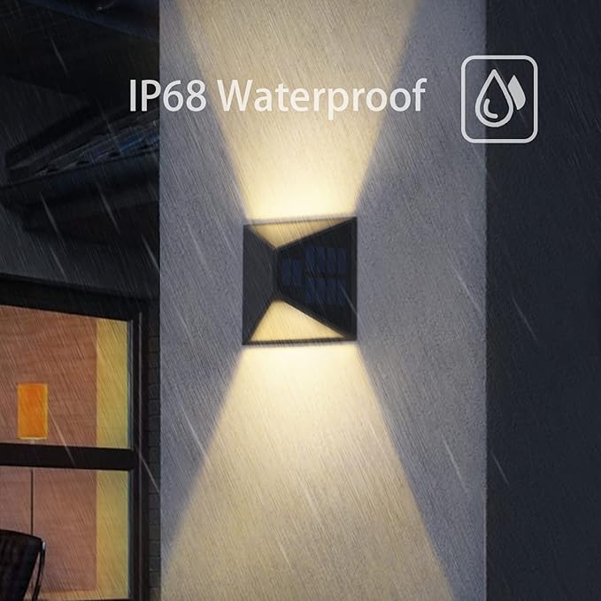 Upgrades LED Solar Fence Light, IP68 Waterproof Warm White and Color Glow with Remote Control Deck Light, Solar Outdoor Decoration Lights for Wall, Step, Yard, Garden, Christmas, Party(4 Pack)