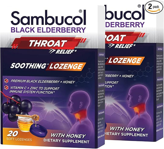 Sambucol Black Elderberry Throat Lozenge 2 Pack (40 Total