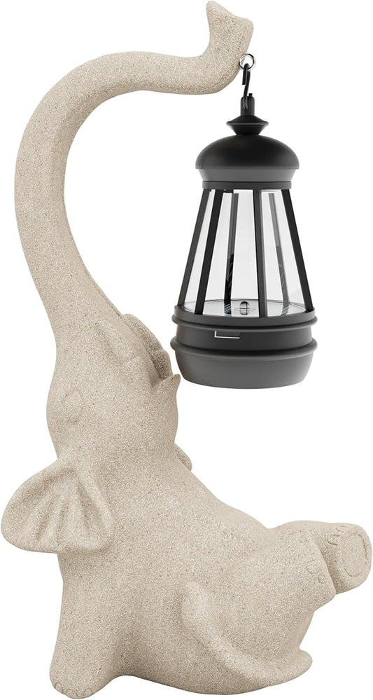 Solar Powered Outdoor Figurine Lights, 10 Inch Waterproof Animal Elephant Statue Light, Suitable for Decorations for Patio, Balcony, Lawn, Courtyard, Etc. (Face Upward)