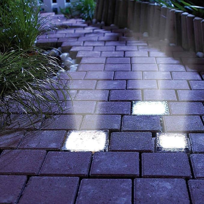 Solar Glass Brick Light - Solar Ice Cube LED Light - Crystal Brick Stone Lamp Garden Courtyard Pathway Patio Pool, Decorative Christmas Festives Ice Rock Cube Lights (4PCS White)
