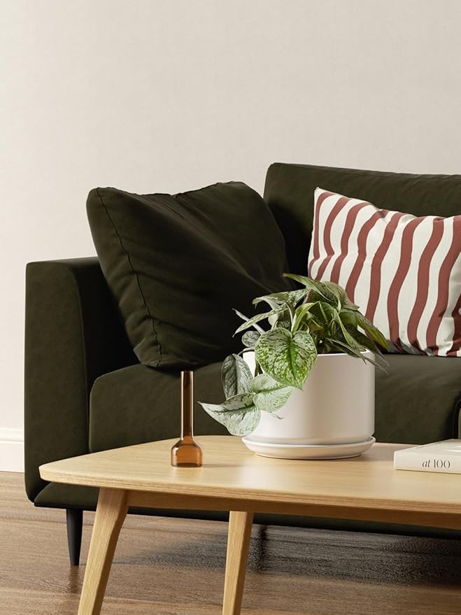 LE TAUCI Ceramic Plant Pots, 4.3+5.3+6.8 inch, Set of 3, Planters with Drainage Hole and Saucer, Indoor Flower Pot with Hole Mesh Pad, Gifts for Mom, White