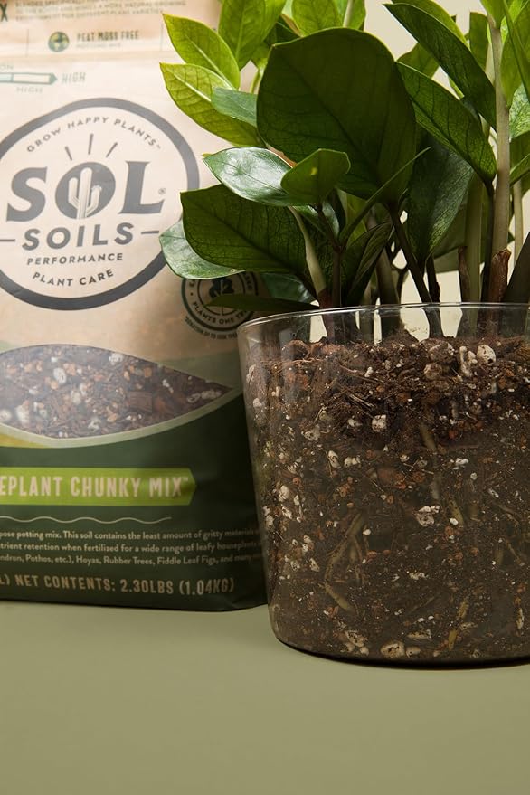 Sol Soils Chunky Houseplant Mix - Fast Draining Soil for Indoor Plants with Coco Coir Chips, Perlite, & Pumice, 2 Quart