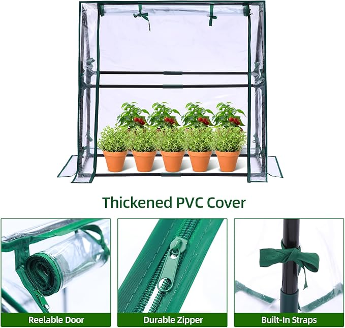 Mini Greenhouse for Indoor Outdoor: Ohuhu Tabletop Portable Green House with Waterproof Pad for Small Plants Nursery Germination, 36"x18"x33" Heavy-Duty Cover Tent Humidity Dome Seedling Accessory