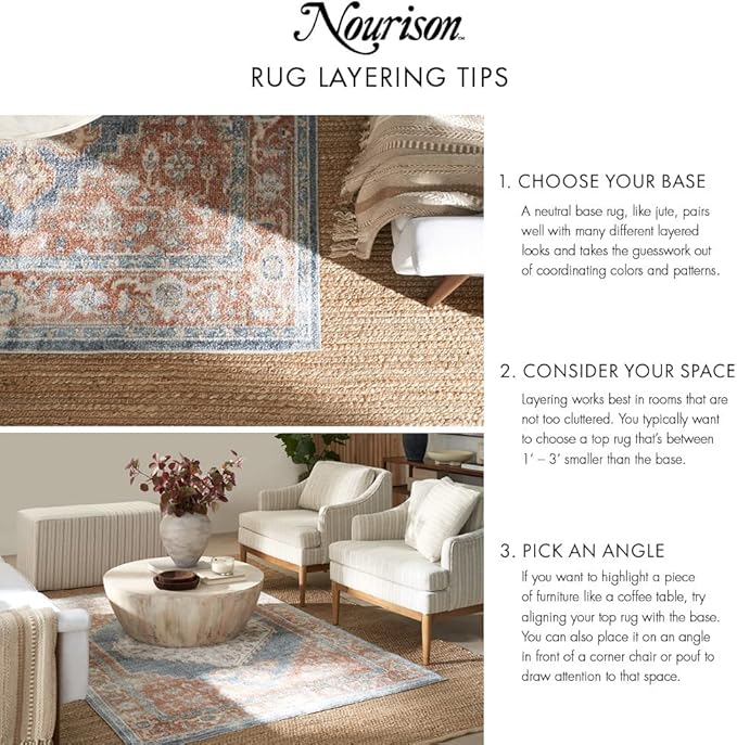 Nourison Positano Indoor-Outdoor Beige 8' x 10' Area Rug, Easy Cleaning, Non Shedding, Bed Room, Living Room, Dining Room, Backyard, Deck, Patio (8x10)