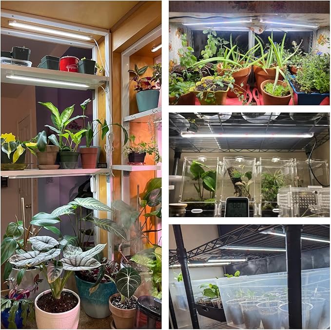 Wiaxulay Grow Lights for Indoor Plants Full Spectrum, 6000K LED Plant Grow Light Strips, Grow Lamp with Auto On/Off 6/12/16H Timer, 5 Dimmable Levels, 3 Switch Modes for Hydroponics Seedling