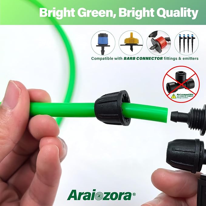 1/4 INCH Drip Irrigation Tubing, 100 ft Roll Green Blank Distribution Hose Perfect for DIY Garden Irrigation System, Hydroponics, Misting Tubing