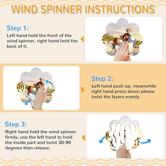 Sublimation Wind Spinner Blanks, 8 Pack 10 Inch 3D Aluminum Metal Hanging Wind Spinner Bulk for Garden Yard Outdoor, Window Porch Decoration for Heat Press Transfer DIY (16. Luchy-flower-8pcs)