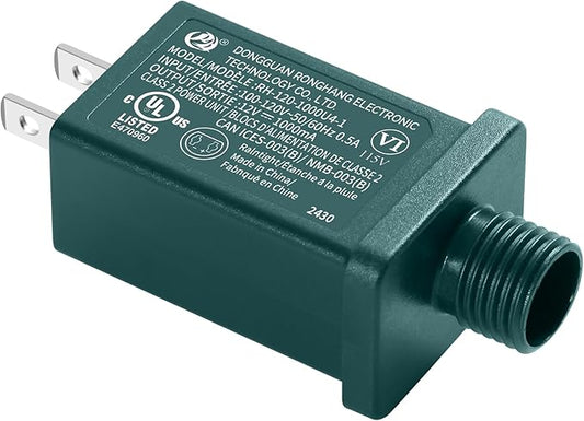 Replacement Yard Inflatable Adapter Power Supply Adaptor - 12V 1.0A 1Pcs -Inflatable Plug Replacement Class 2 Power Supply - Green - for Halloween Yard Blow Up Decorations