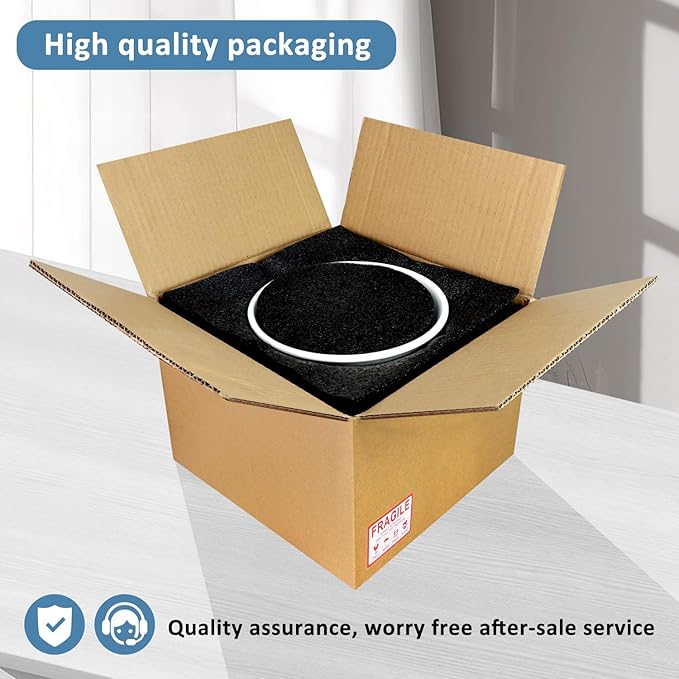 8 Inch Plant Pot, Ceramic Planter with Drainage and Saucer, Ceramic Pots for Plants, Indoor Plant pots,Ceramic Flower pots(Blue + White, Plants NOT Included)